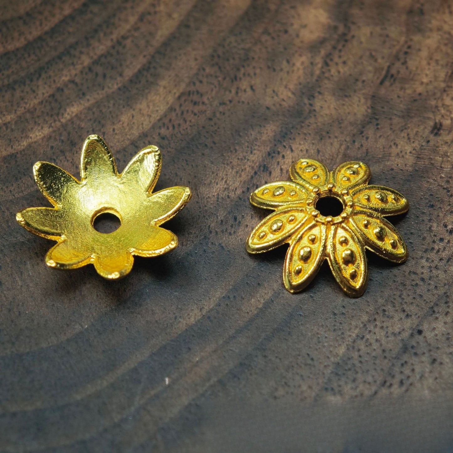 14mm electroplated metallic eight-petal pointed flower receptacle spacer beads gold and silver jewelry accessories flower leaf stem hat diy bead material