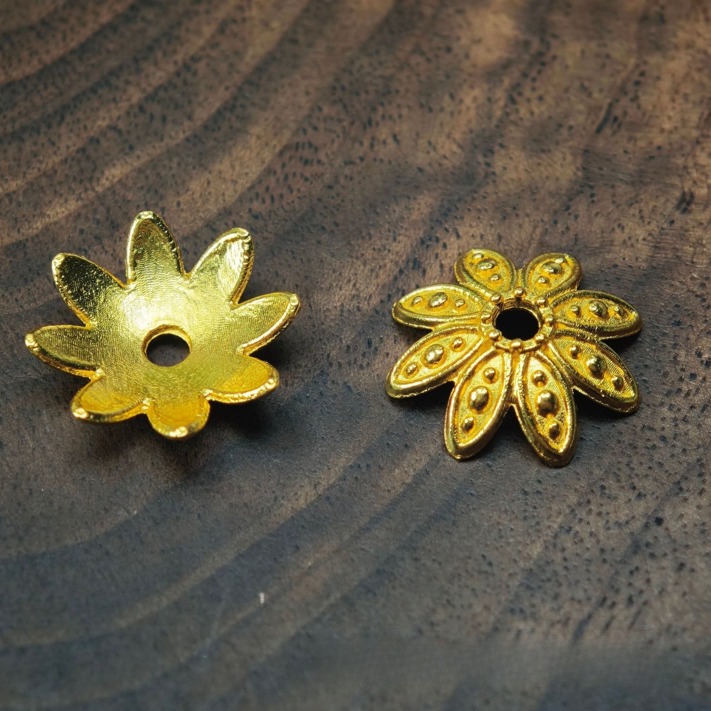 14mm electroplated metallic eight-petal pointed flower receptacle spacer beads gold and silver jewelry accessories flower leaf stem hat diy bead material