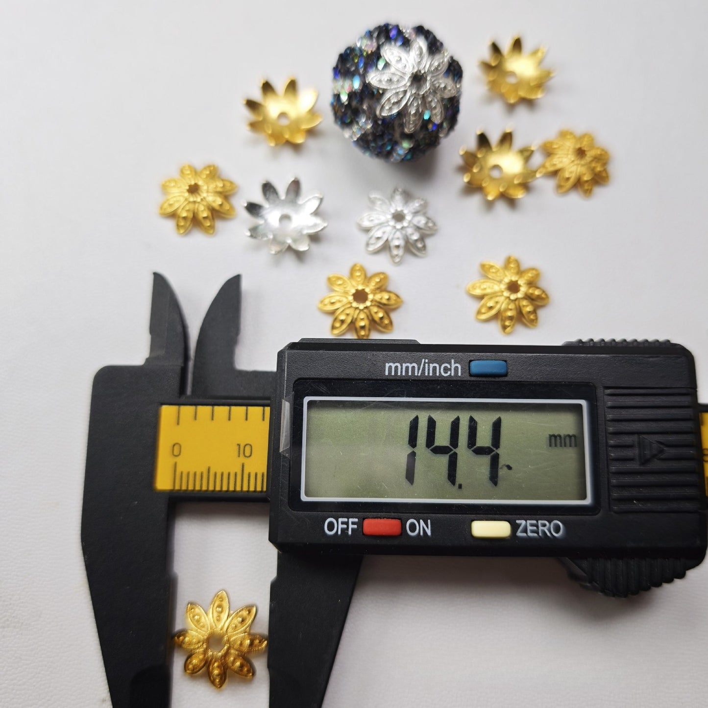 14mm electroplated metallic eight-petal pointed flower receptacle spacer beads gold and silver jewelry accessories flower leaf stem hat diy bead material