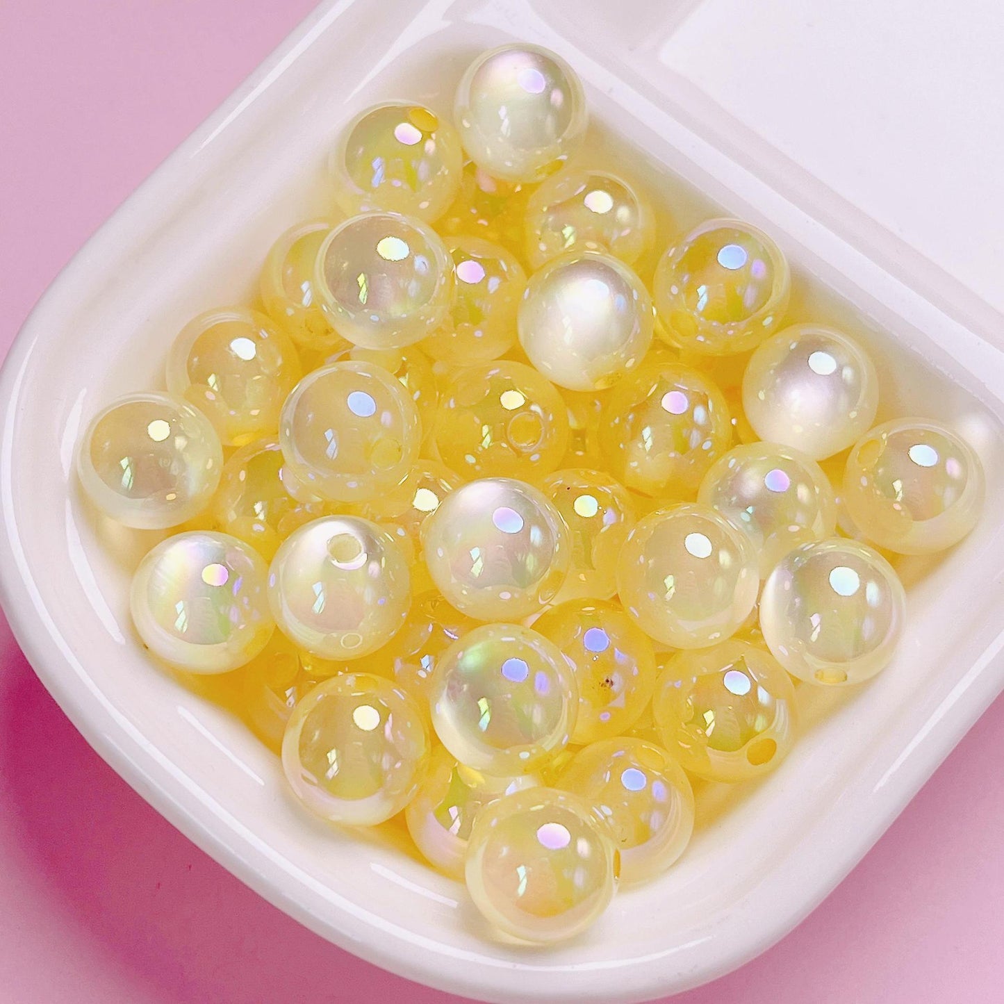 20 count Highlight UV plated colored jelly cat eye straight hole acrylic round beads DIY mobile phone chain car hanging keychain jewelry accessories
