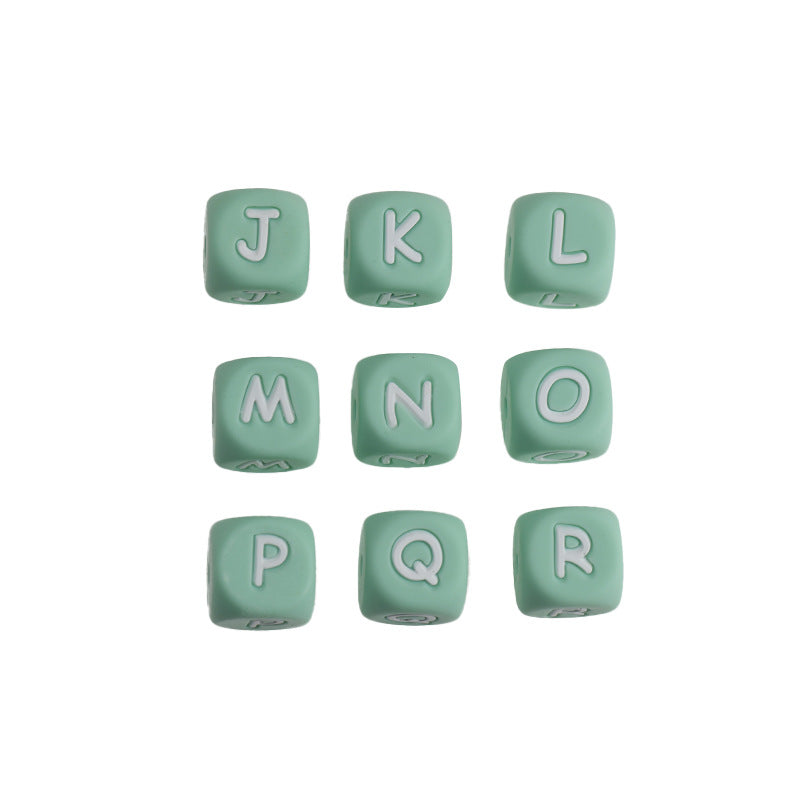Silicone beads cross-border baby teether letters numbers beads pacifier chain 12mm molar handmade beads