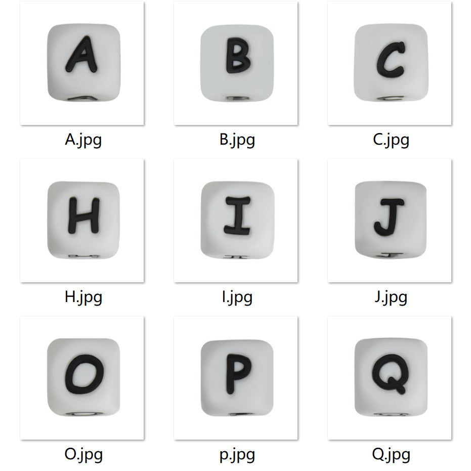 Silicone beads cross-border baby teether letters numbers beads pacifier chain 12mm molar handmade beads
