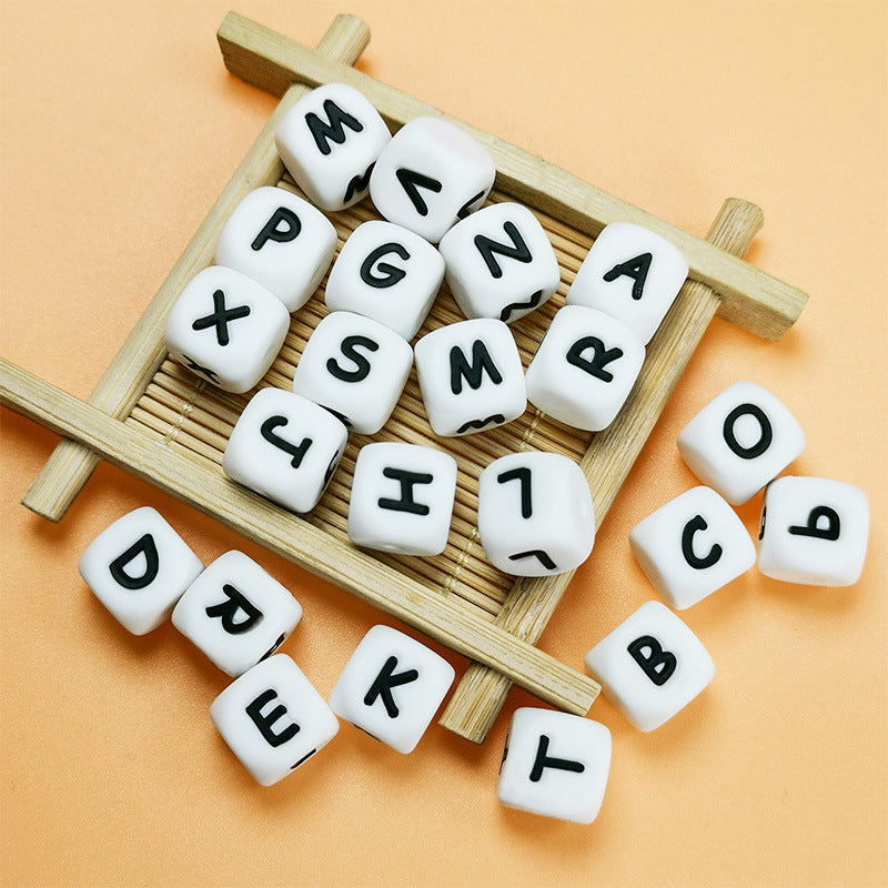 Silicone beads cross-border baby teether letters numbers beads pacifier chain 12mm molar handmade beads