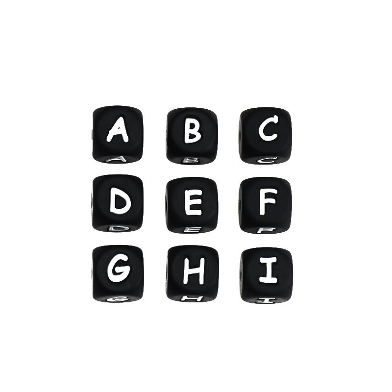 Silicone beads cross-border baby teether letters numbers beads pacifier chain 12mm molar handmade beads