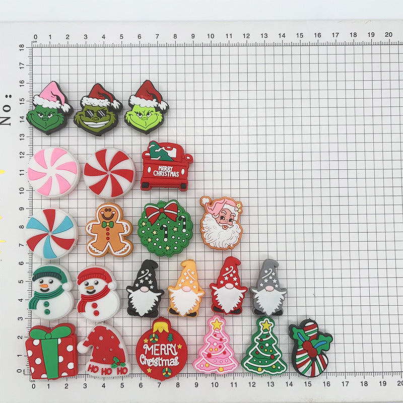 10pcs Christmas Series Creative Beadable Pen fpcal Beaded Accessories Cartoon Detachable silicone Beads